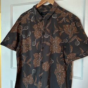 ALLSAINTS Brown Floral Short Sleeve Button Down Shirt – Size Small